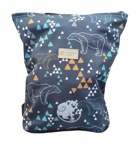 Dječji softshell ruksak Monkey Mum® - Origami medvjed - Tamnoplavi