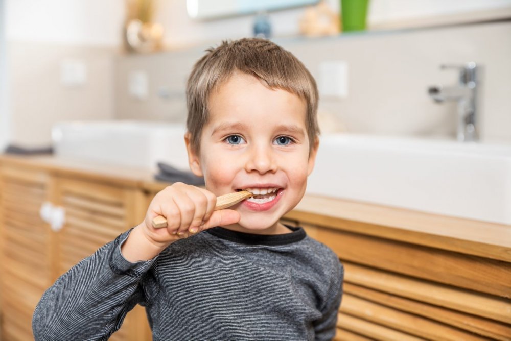 Bambutandborste för barn Medium Soft - 4 st