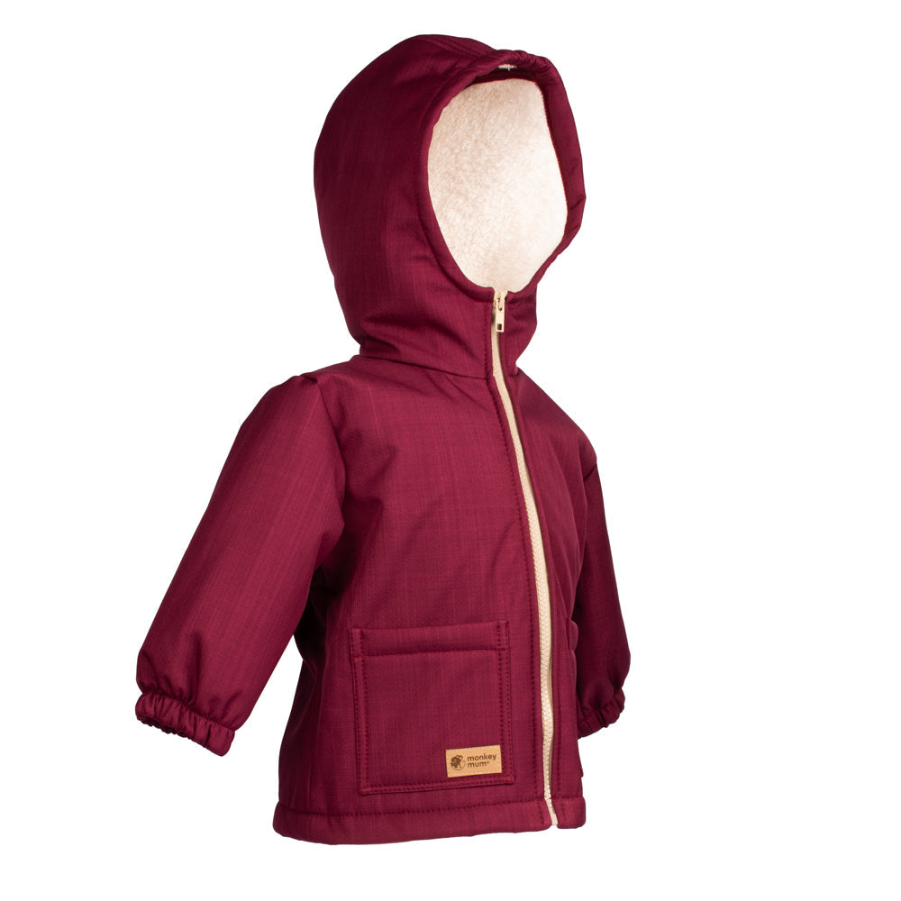Dětská zimní softshellová bunda s beránkem Monkey Mum® - Vínová karkulka