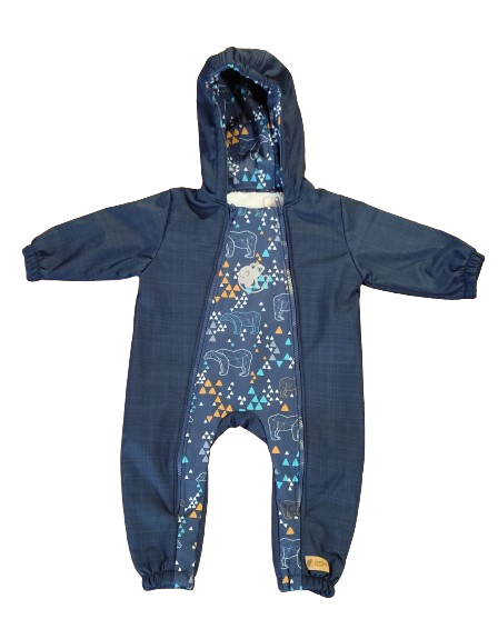 Monkey Mum® Dětská zimní softshellová kombinéza s beránkem - Pohádkový večerníček s medvědem - vel. 62/68, 74/80