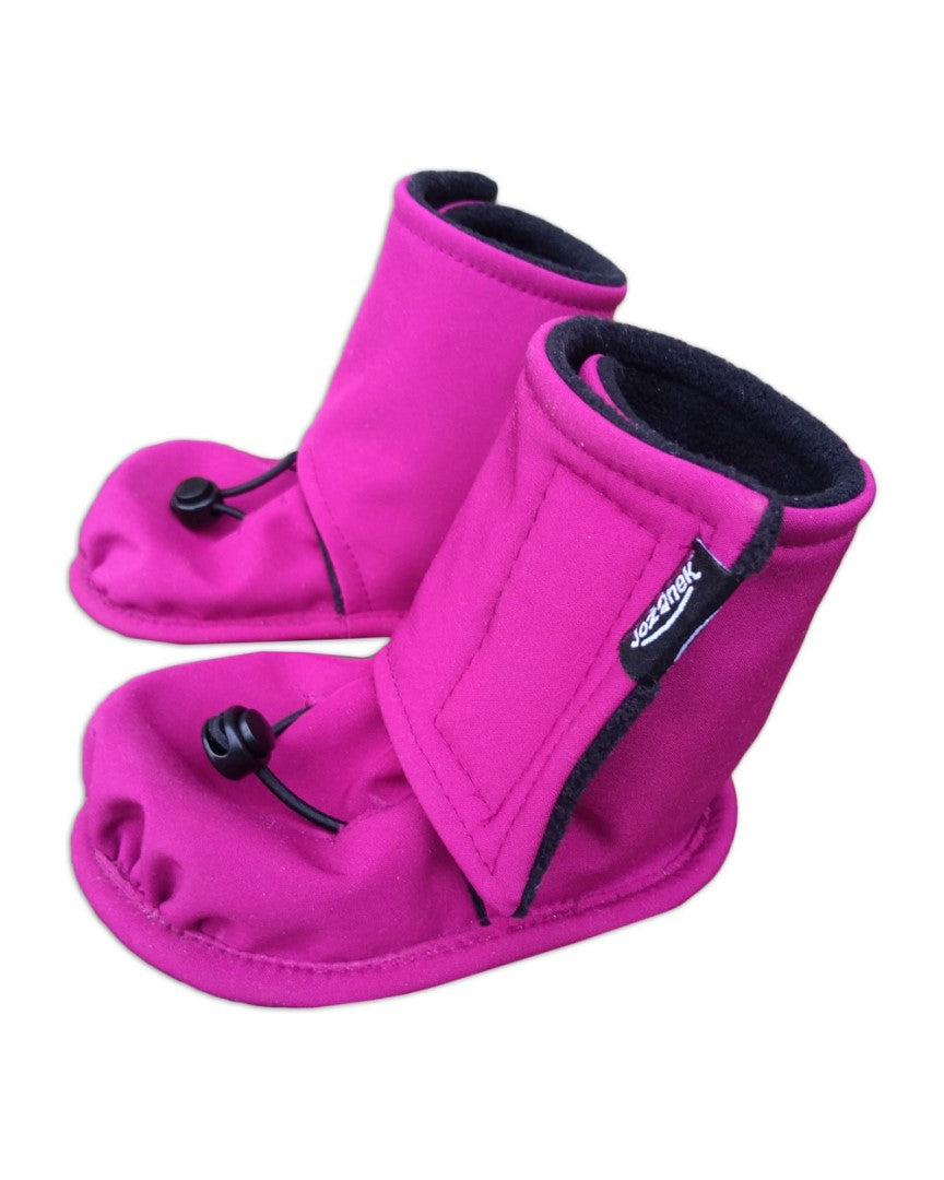 Softshell insulated booties, winter baby shoes - fuchsia/black - size 18-24 months