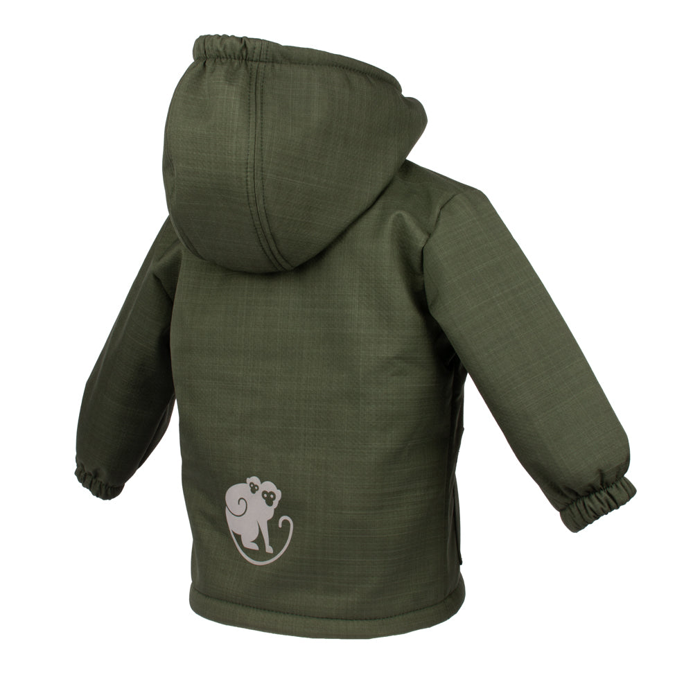 Dětská zimní softshellová bunda s beránkem Monkey Mum® - Khaki mysliveček