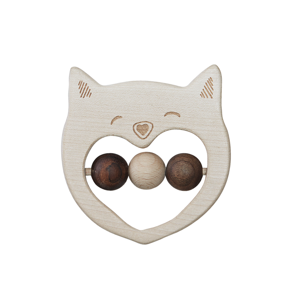 Wooden Story Rattle - Smiley Cat
