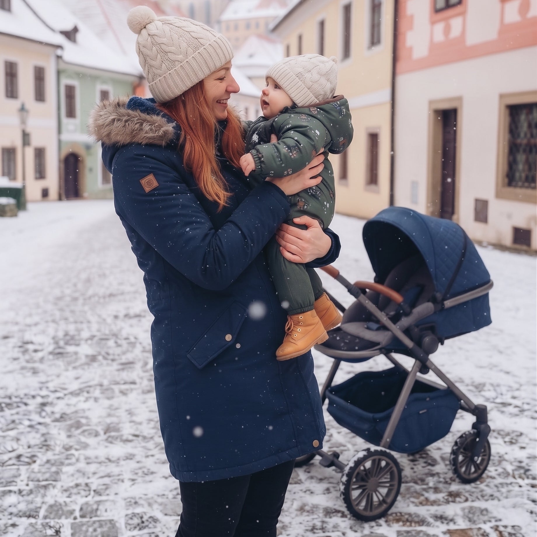 Monkey Mum® Barns vinter-softshelloverall med teddyfoder - Khakifärgad lilla jägaren med björn - stl.62/68, 74/80