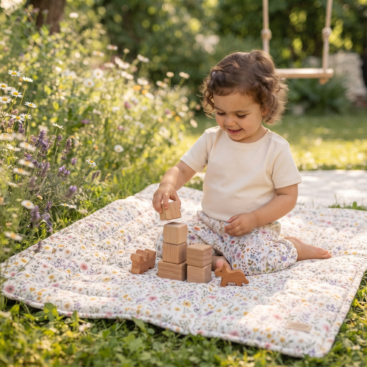 Muslinaste kratke hlačice Monkey Mum® - Procvala livada