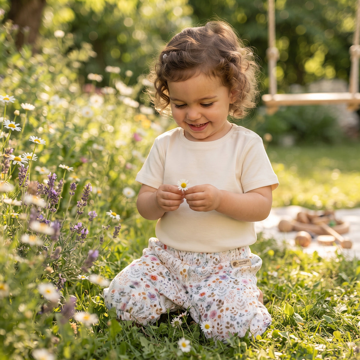 Muslinaste kratke hlačice Monkey Mum® - Procvala livada