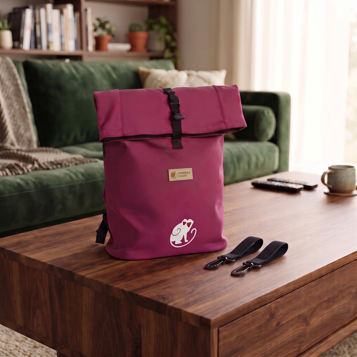 Monkey Mum® Softshell Backpack for Stroller – Juicy Raspberry