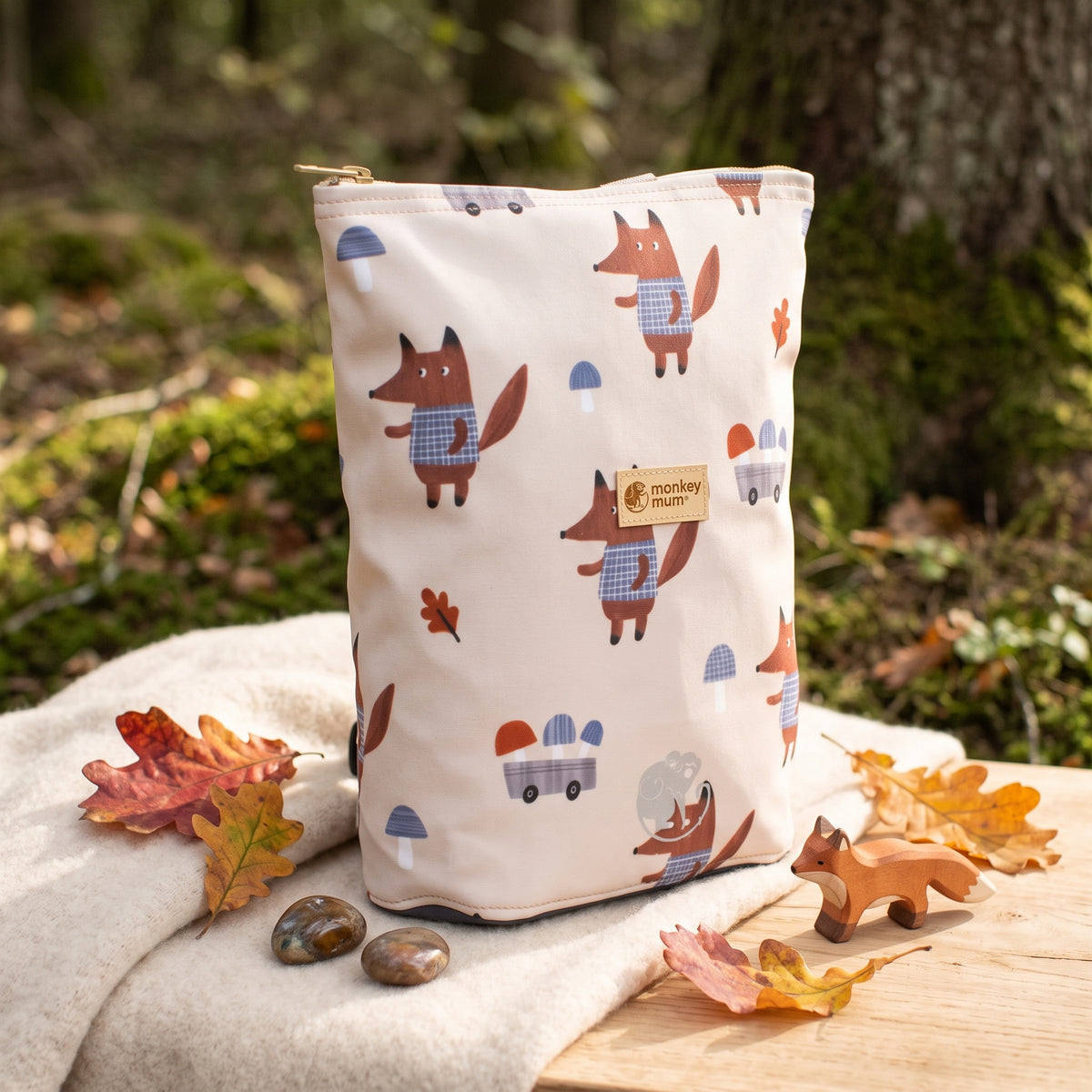 Dječji softshell ruksak Monkey Mum® - Lisice na gljivama