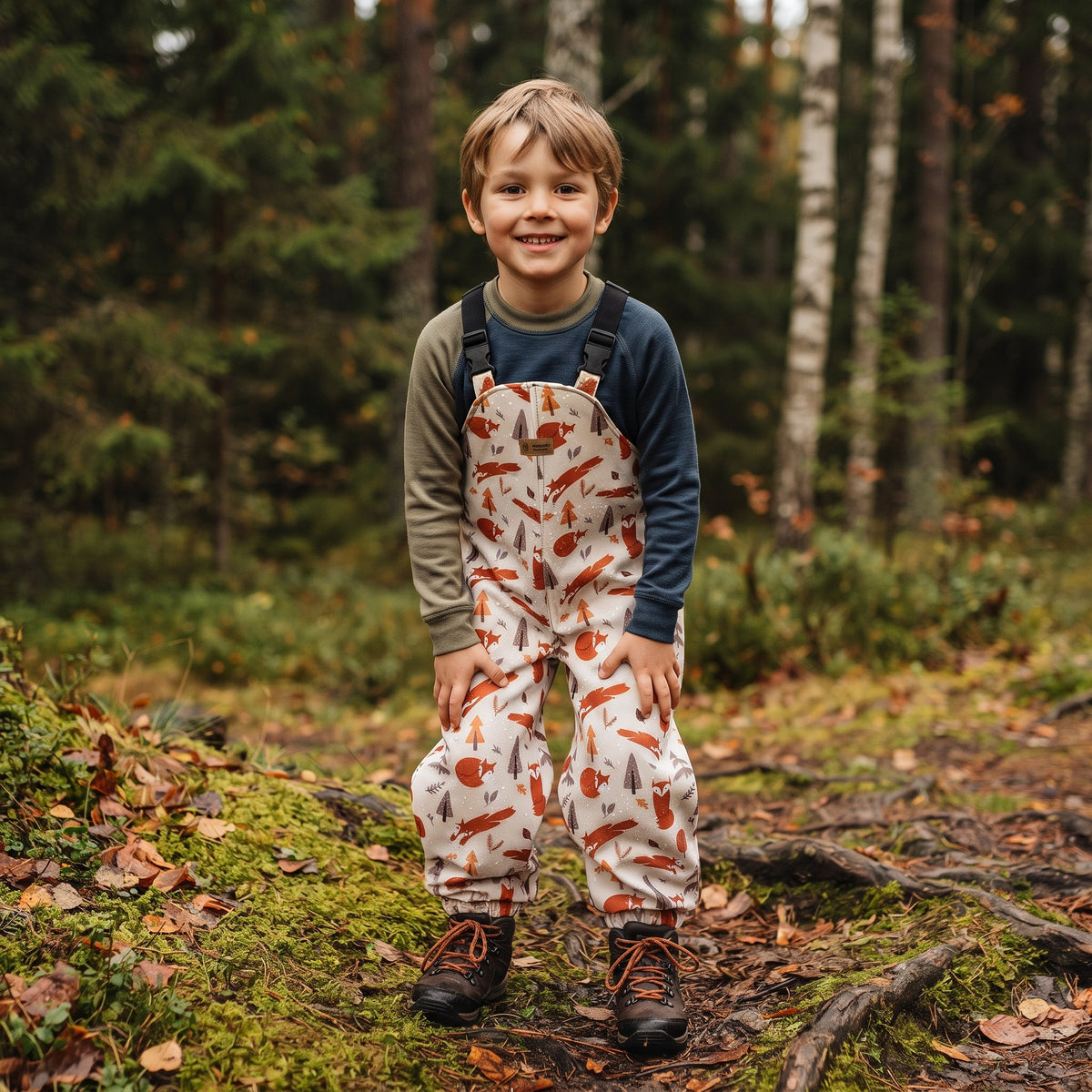 Monkey Mum® Softshell hlače na tregere s membranom - Lisičje igre