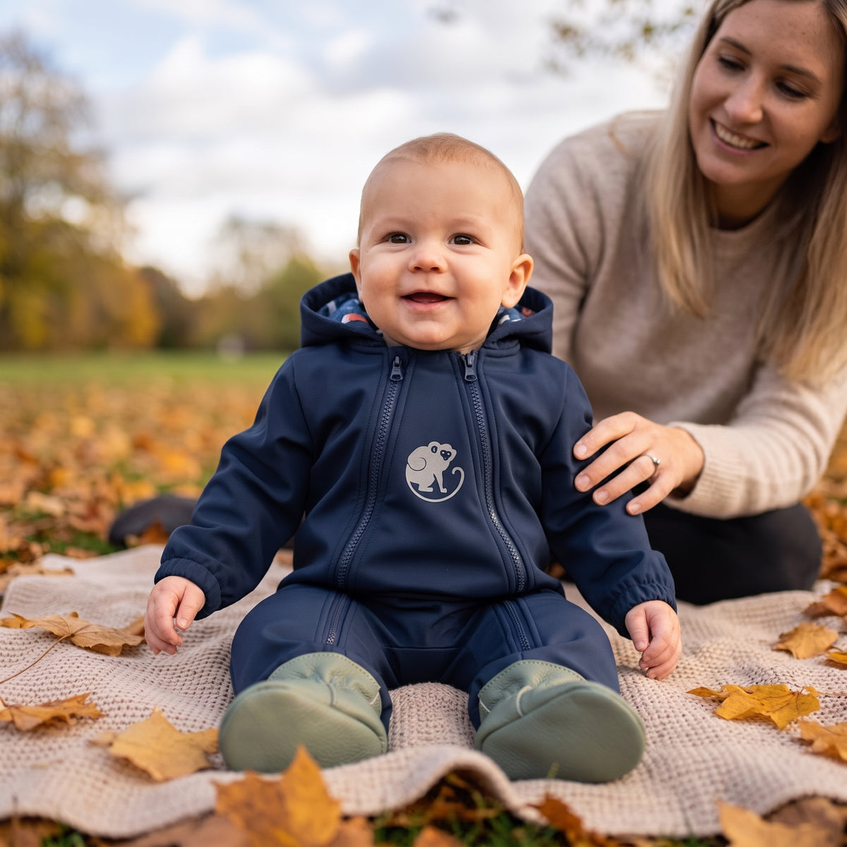 Monkey Mum® Softshell kombinezon s membranom – Noćno nebo sa životinjama - vel. 62/68, 74/80