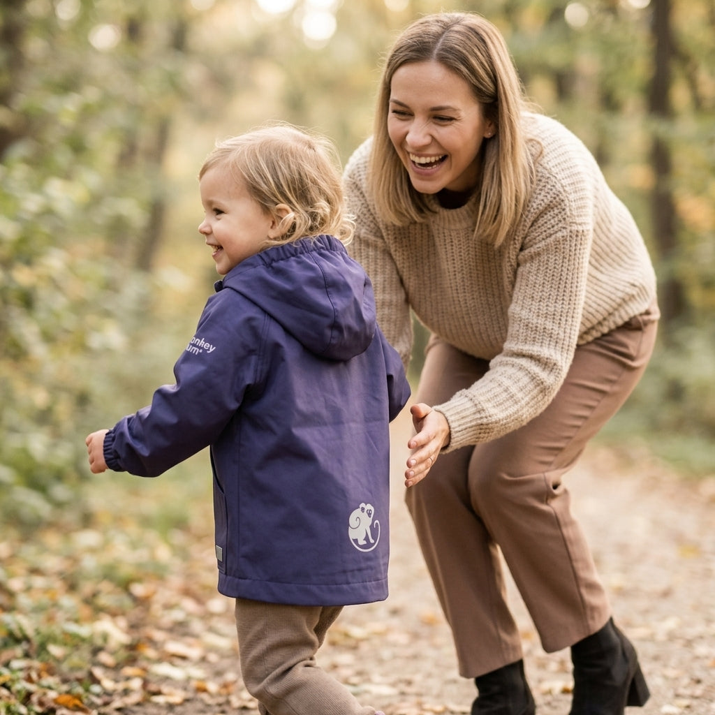 Monkey Mum® Šuškava jakna s raglan rukavima - Tamnoljubičasta