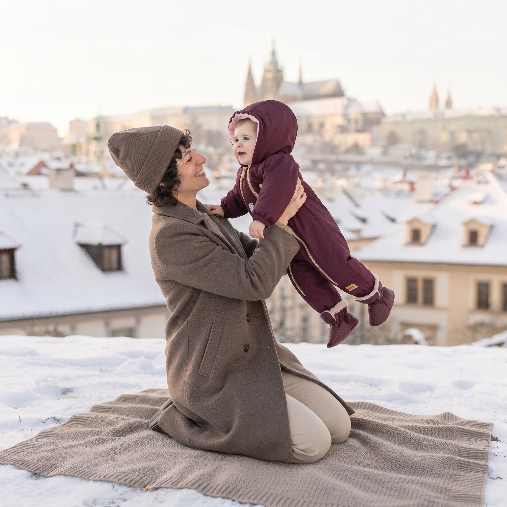 Monkey Mum® Dječji zimski softshell kombinezon s teddy podstavom - Bordo Crvenkapica - vel. 62/68, 74/80