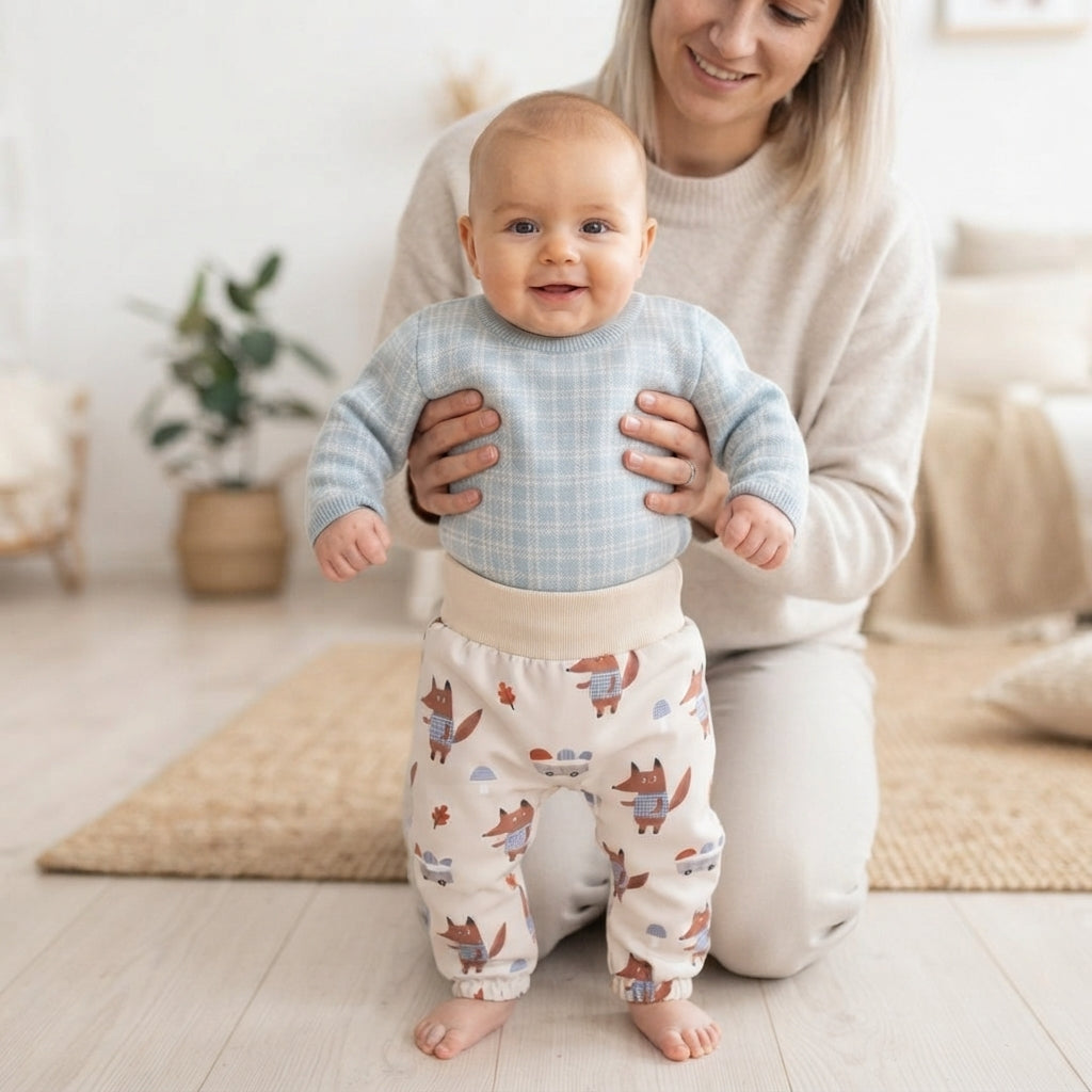 Dječje softshell hlače s membranom Monkey Mum® - Lisice na gljivama