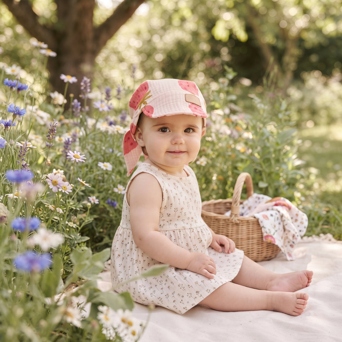 Muslinasta marama s vizirom Monkey Mum® - Jagoda