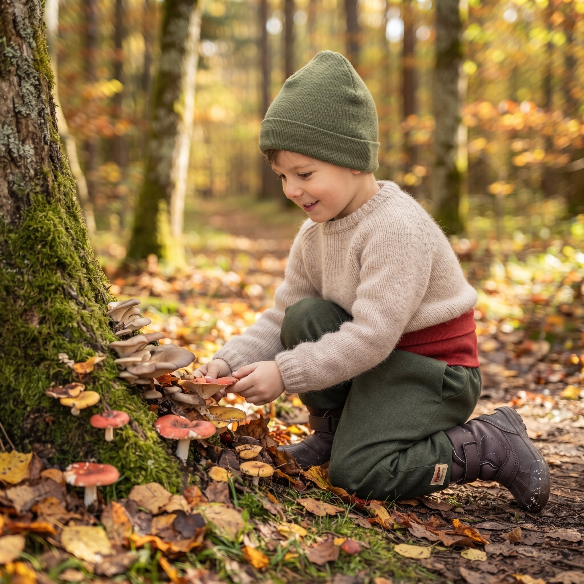 Dječje rasteće zimske softshell hlače s teddy podstavom Monkey Mum® - Khaki lovac