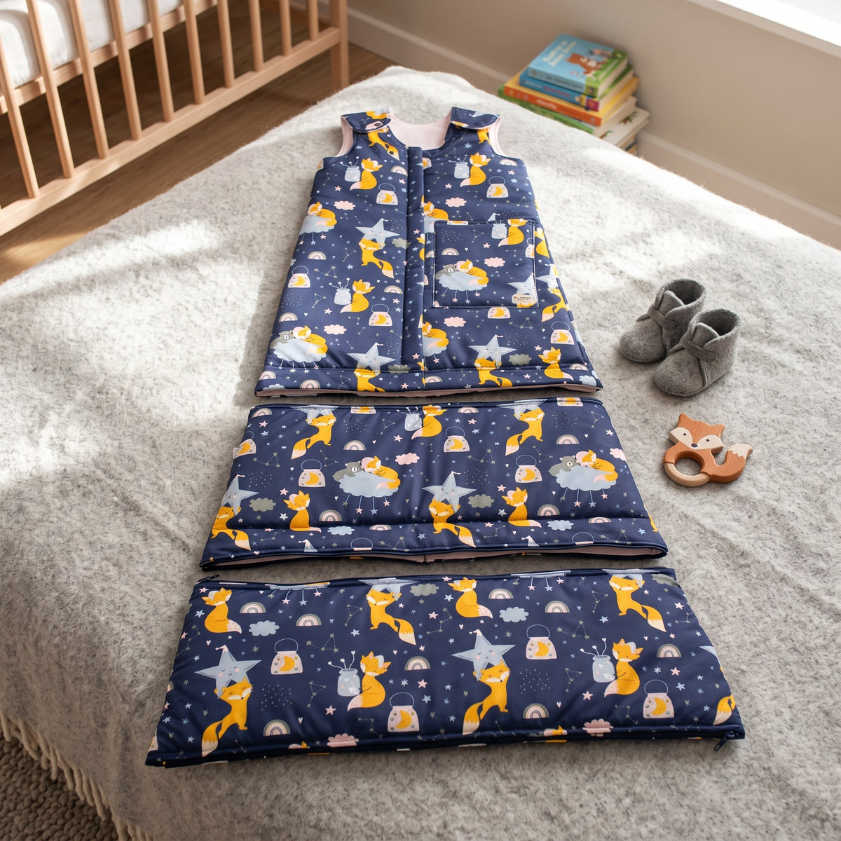 Zimska rastuća vreća za spavanje Monkey Mum® 0 - 4 godine - set - Sanjarenje s lisicom