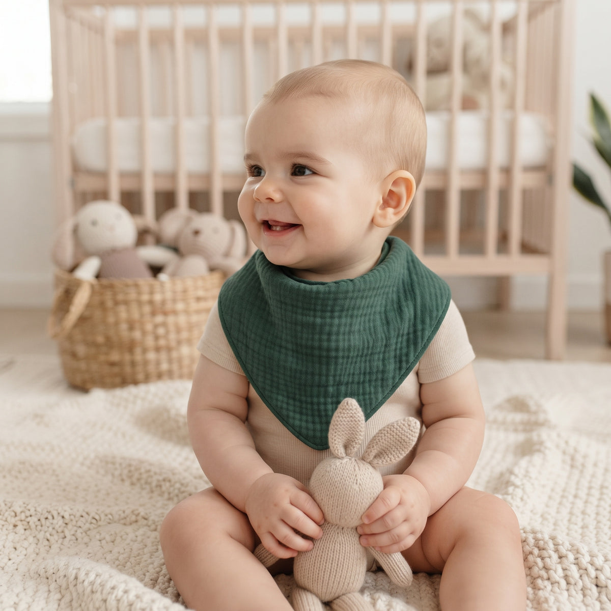 Muslinasta slinčica Monkey Mum® - Tamnozelena