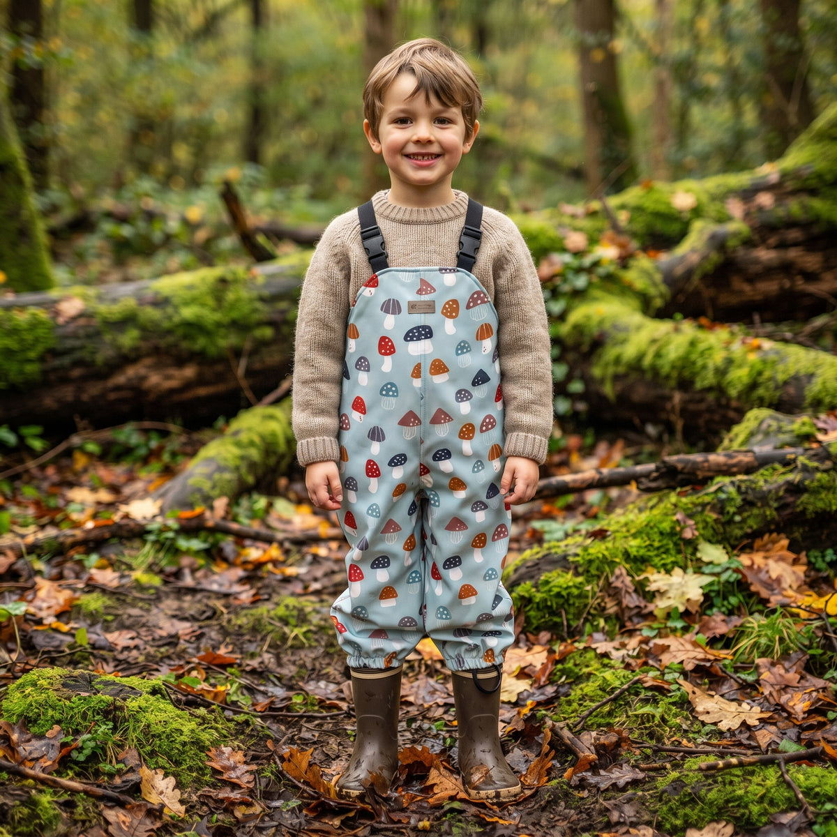 Monkey Mum® Softshell hlače na tregere s membranom - Šarene mušnice