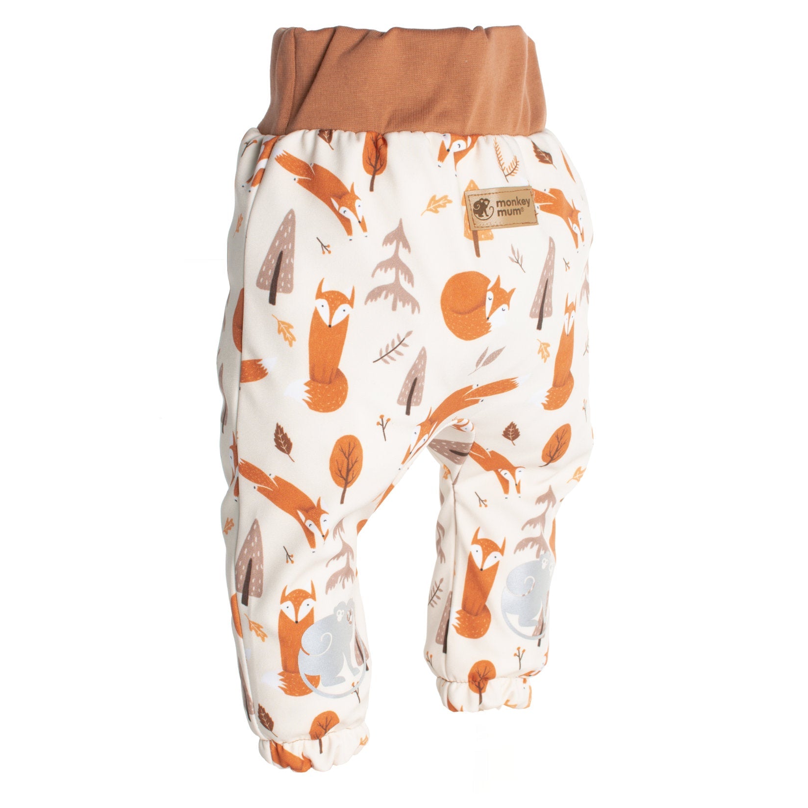 Dětské softshellové kalhoty s membránou Monkey Mum® - Liščí hrátky