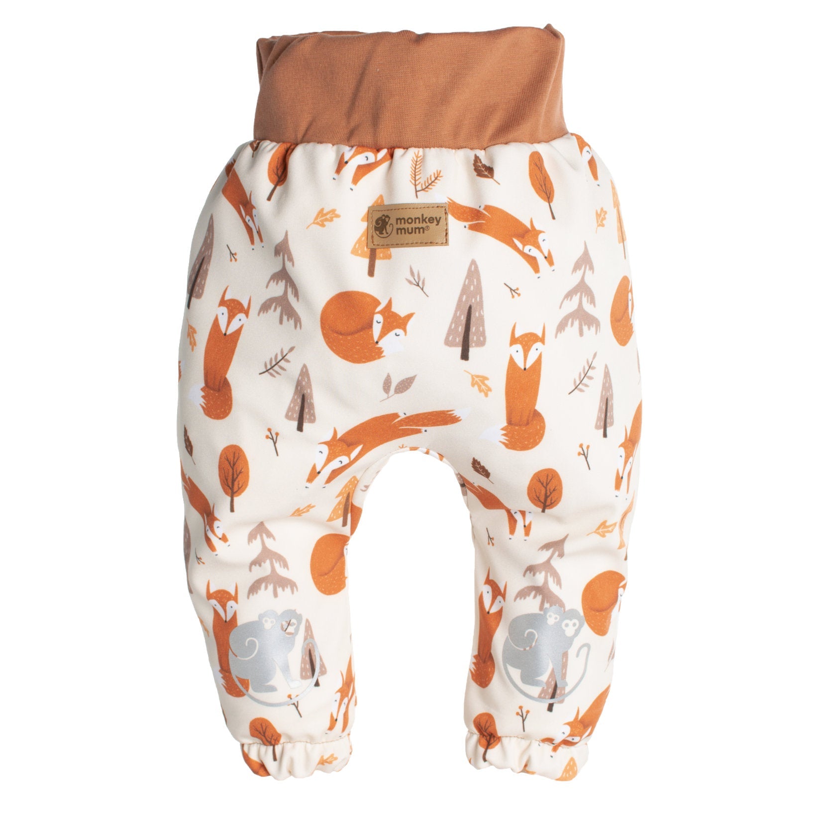 Dětské softshellové kalhoty s membránou Monkey Mum® - Liščí hrátky