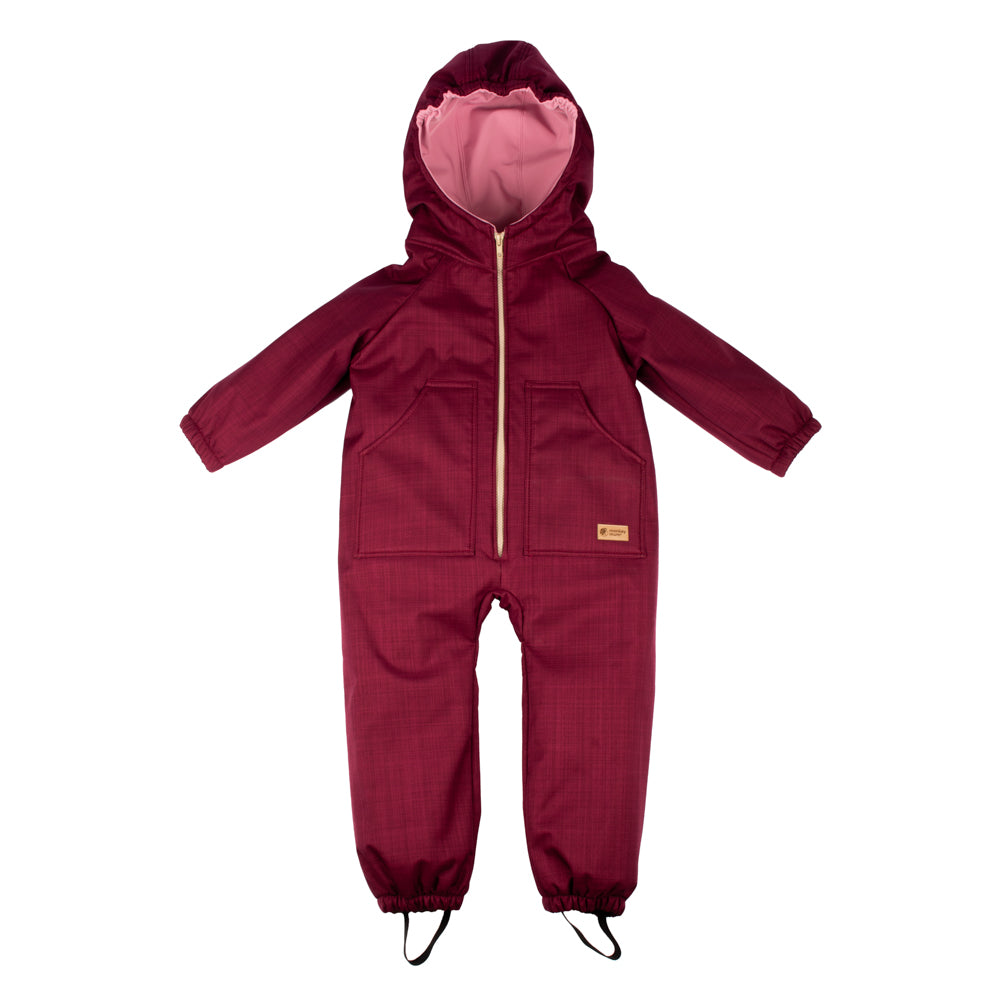 Monkey Mum® Dětská zimní softshellová kombinéza s beránkem - Vínová karkulka - vel. 98/104, 110/116