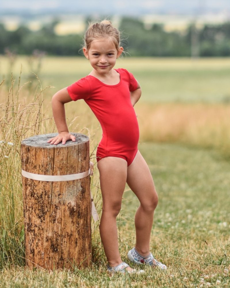 Balett- och gymnastiktröja för flickor, röd