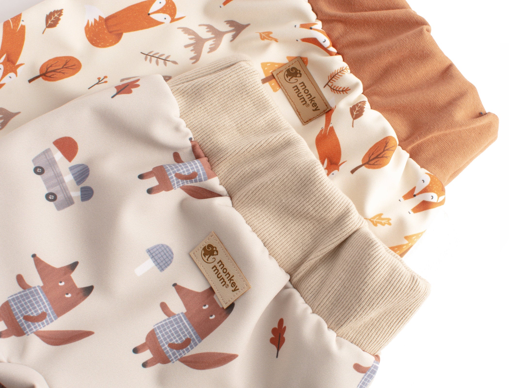 Dětské softshellové kalhoty s membránou Monkey Mum® - Liščí hrátky
