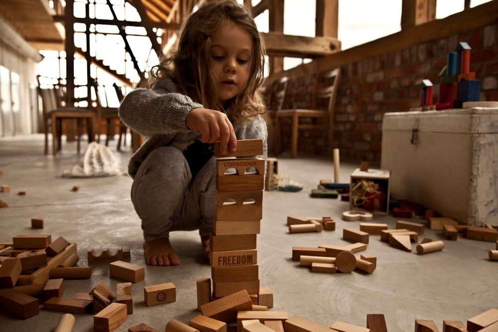 Wooden Story Klossar i bomullspåse XL - 50 st - Naturliga