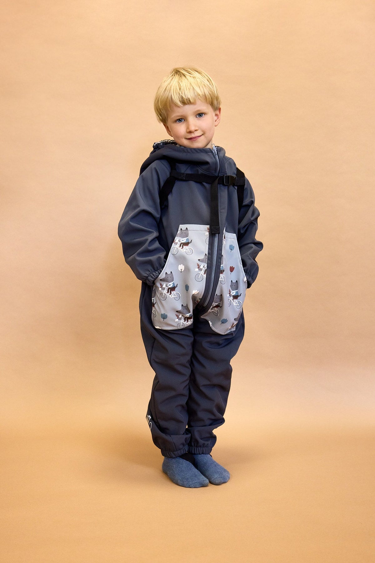 Monkey Mum® Softshellová kombinéza s membránou – Veselé staveniště - vel. 86/92