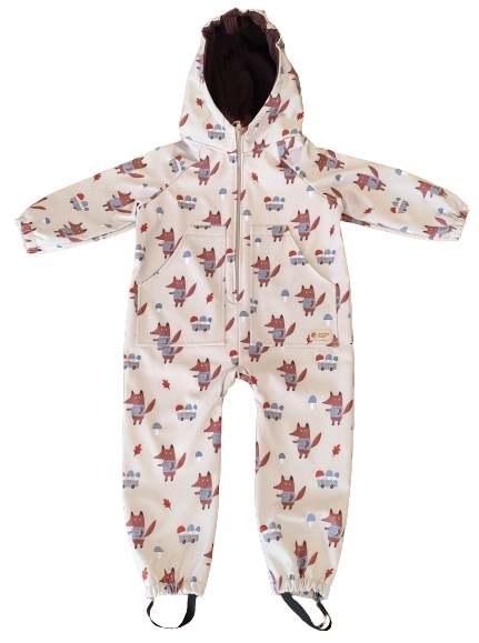 Monkey Mum® softshell kombinezon s membranom – Lisice na gljivama - vel. 98/104, 110/116