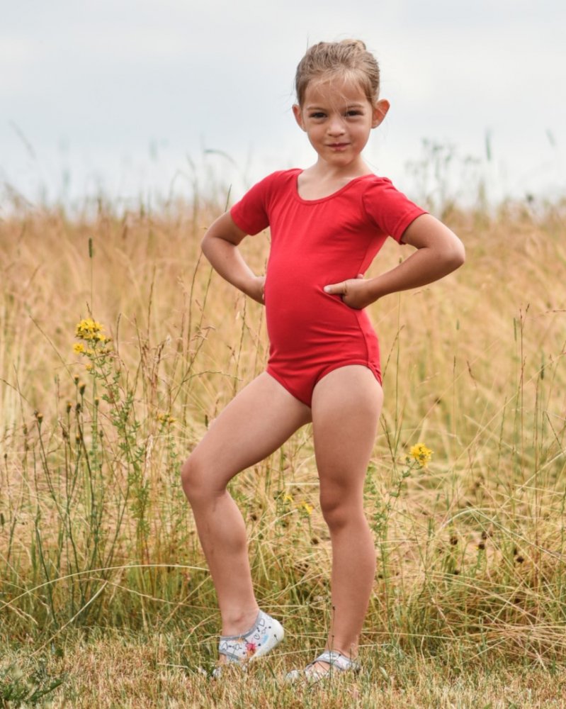 Balett- och gymnastiktröja för flickor, röd