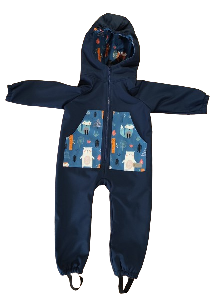 Monkey Mum® Softshell kombinezon s membranom – Noćno nebo sa životinjama - vel. 98/104, 110/116