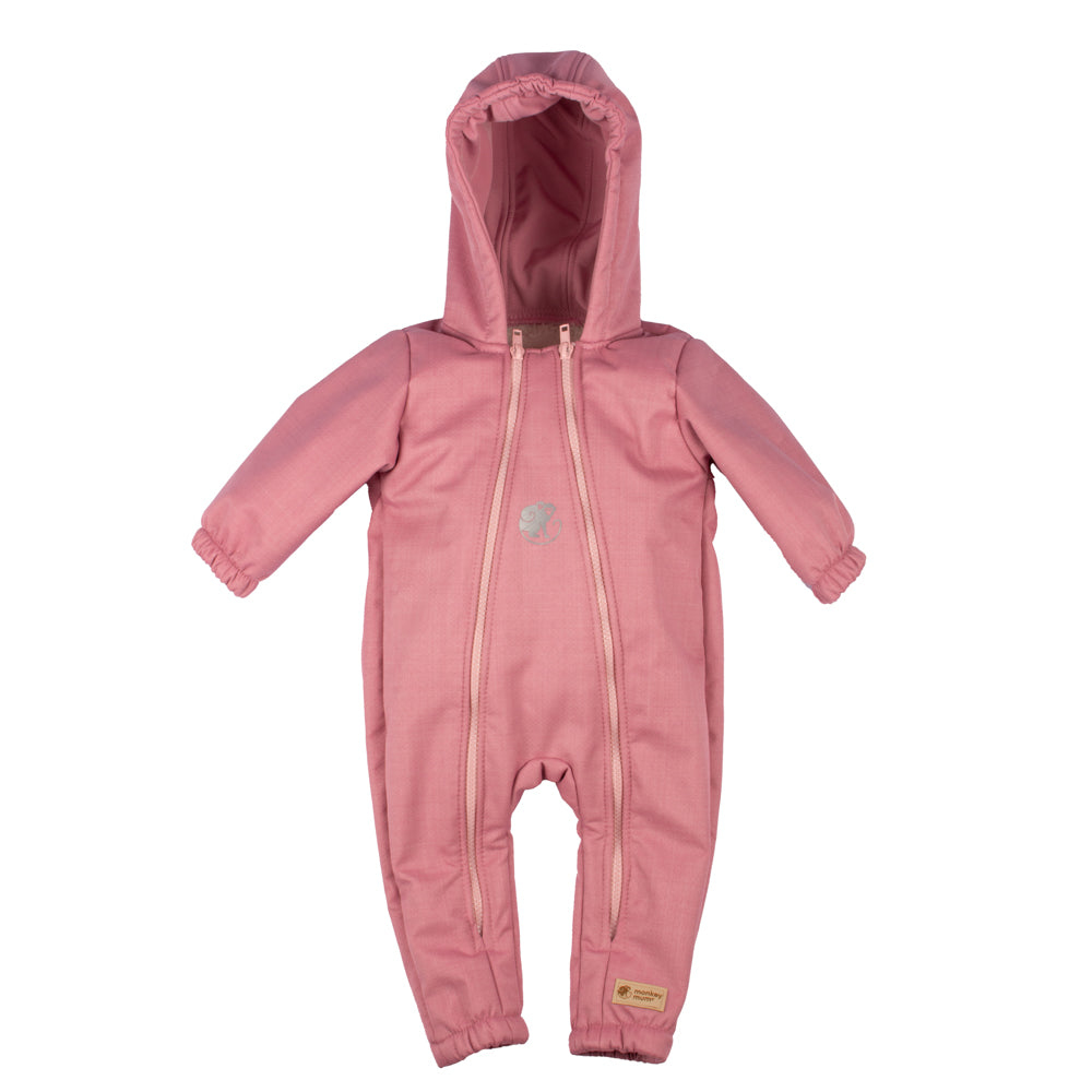 Monkey Mum® Dětská zimní softshellová kombinéza s beránkem - Růžová ovečka - vel. 62/68, 74/80