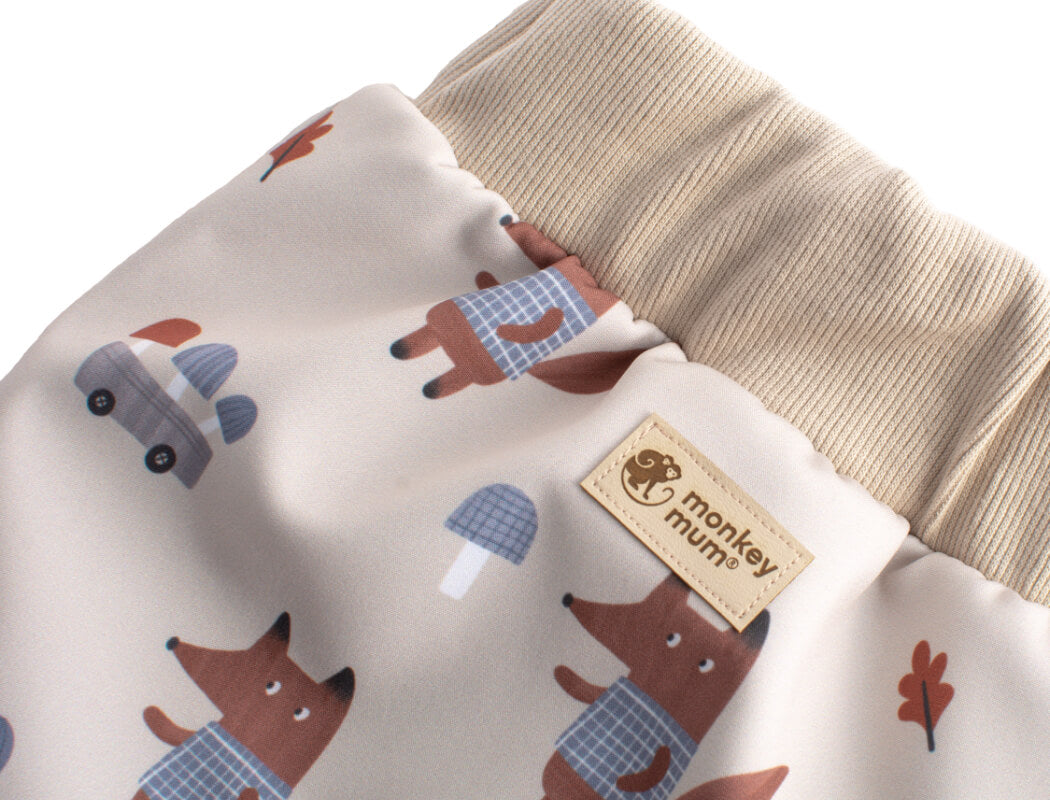 Children's softshell pants with membrane Monkey Mum® - Foxes on Mushrooms