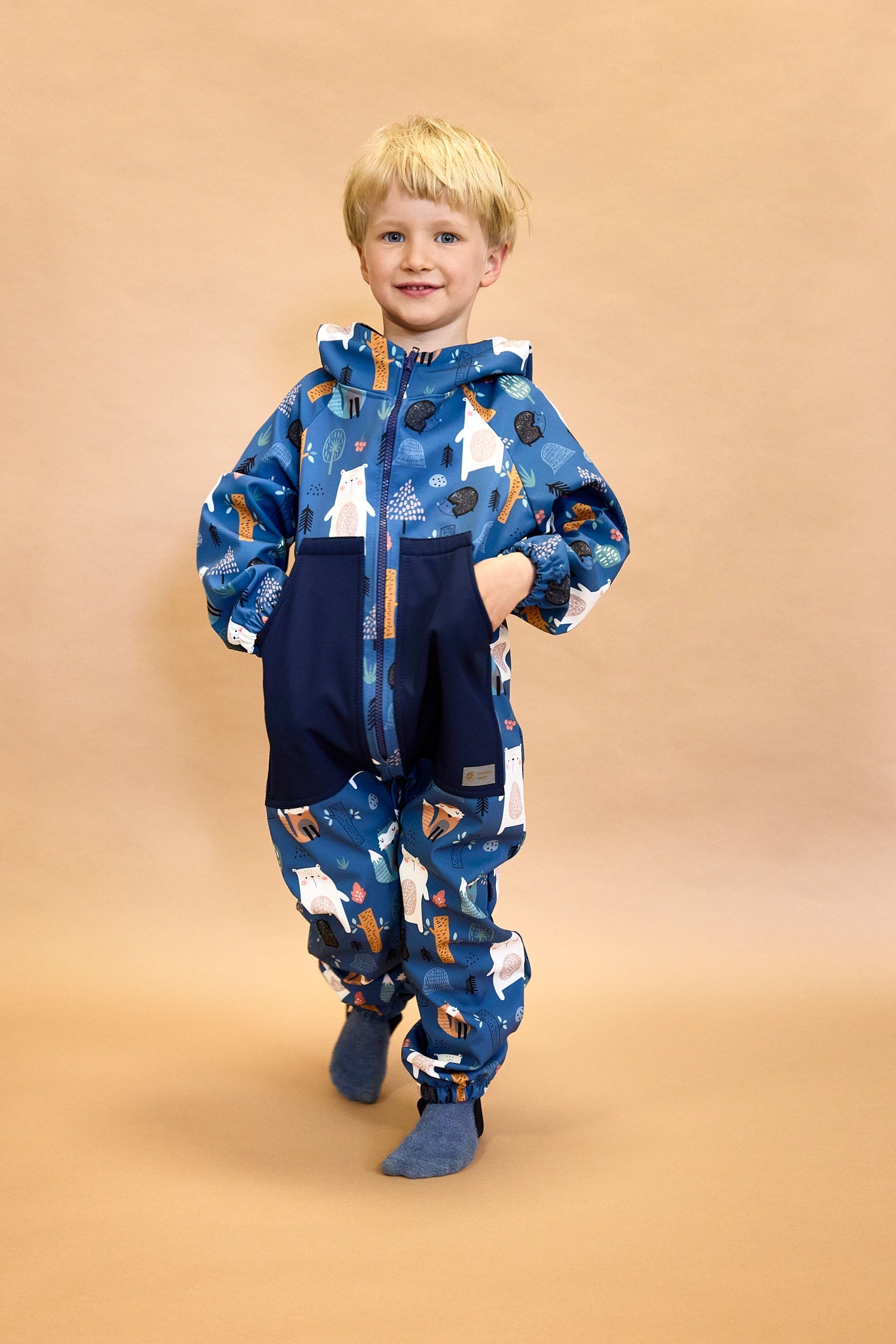 Monkey Mum® Softshellová kombinéza s membránou – Veselé staveniště - vel. 86/92