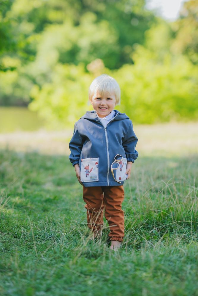 Dětská softshellová bunda s membránou Monkey Mum® - Tajuplný výlet s liškou