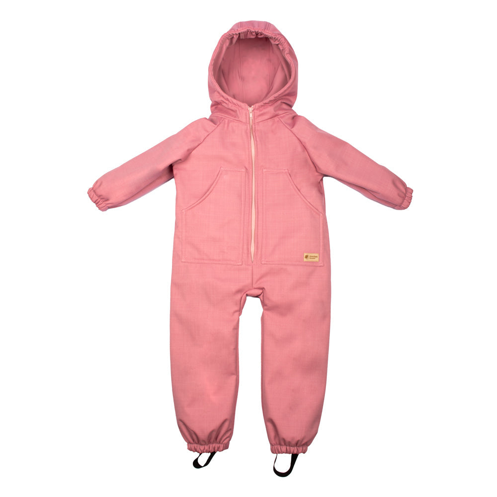 Monkey Mum® Barns vinter-softshelloverall med teddyfoder - Rosa får - stl. 98/104, 110/116