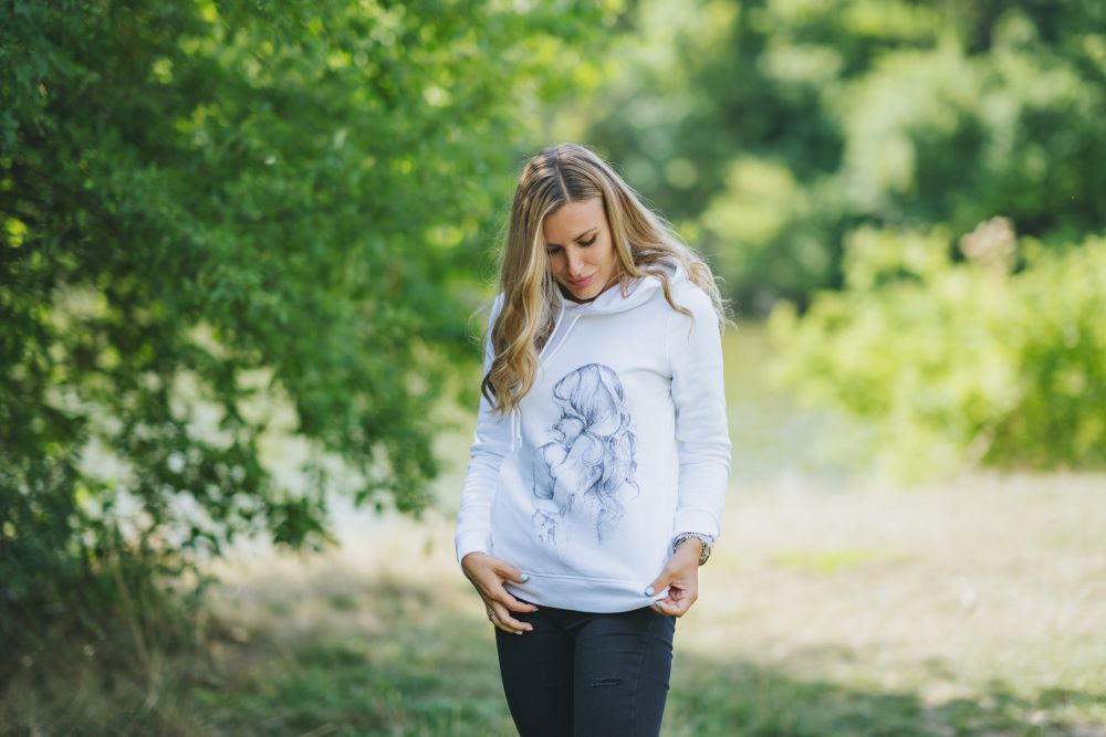 Monkey Mum® White Nursing Sweatshirt - Loving Mom, 2nd quality - size L