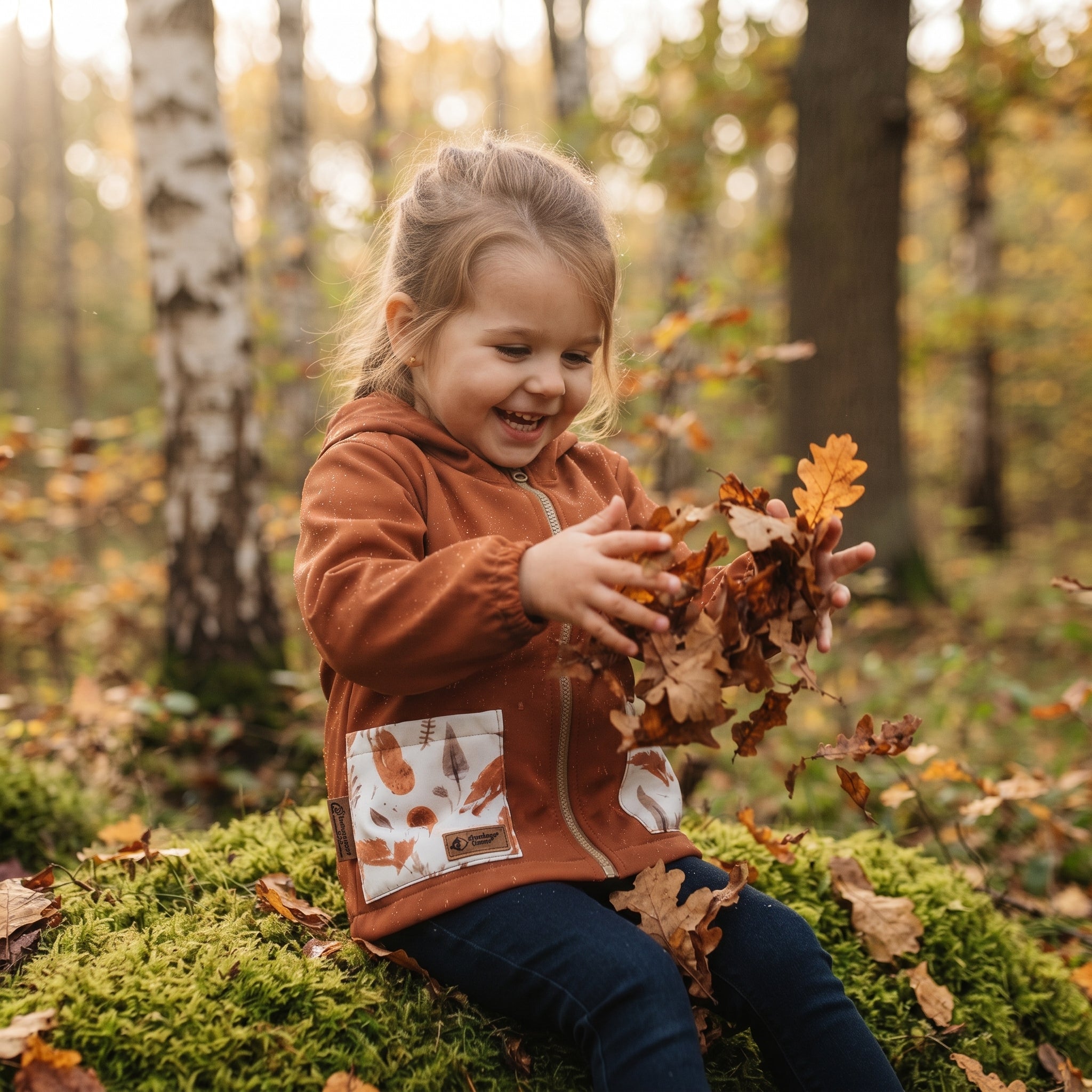 Dječja softshell jakna s membranom Monkey Mum® - Jesensko lišće