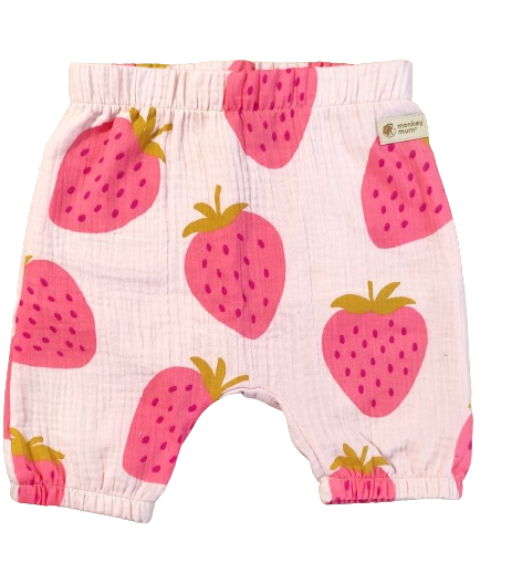 Muslinaste kratke hlačice Monkey Mum® - Jagoda