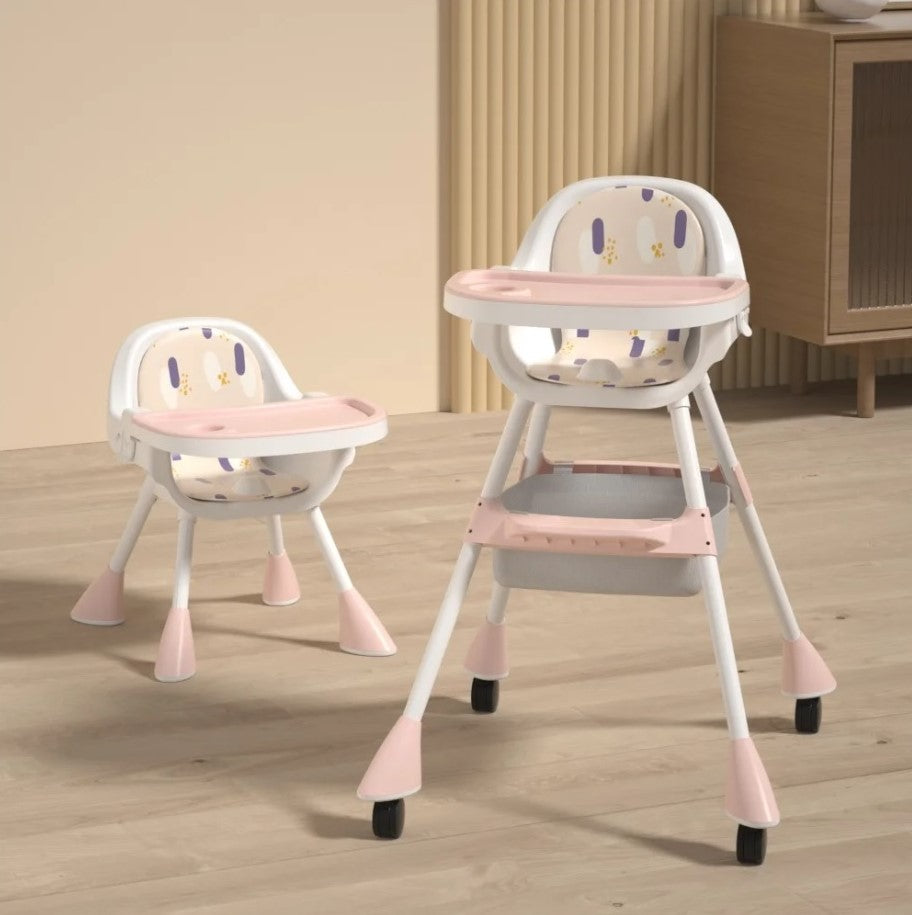 Simple 2-in-1 Children's High Chair - Cherry Blossom Pink - Unboxed