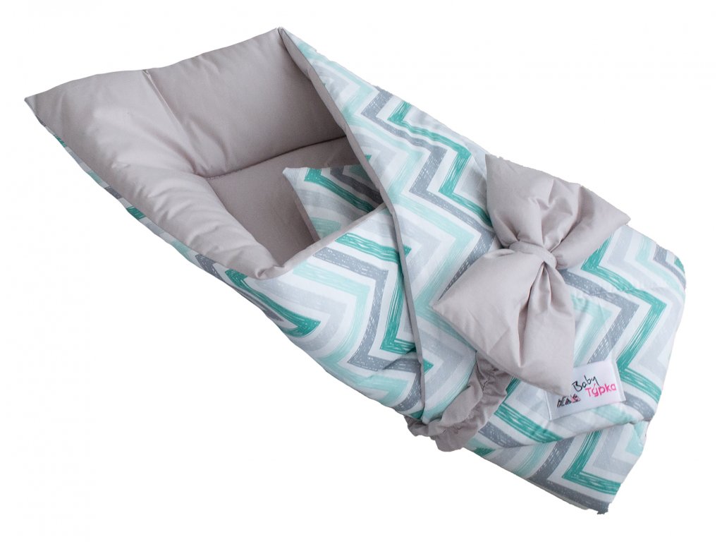 Swaddle Wrap - Zigzag Mint Grey