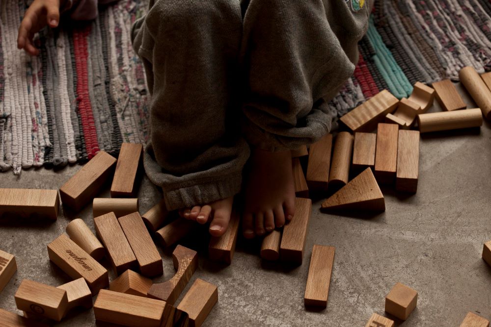 Wooden Story Klossar i bomullspåse XL - 50 st - Naturliga