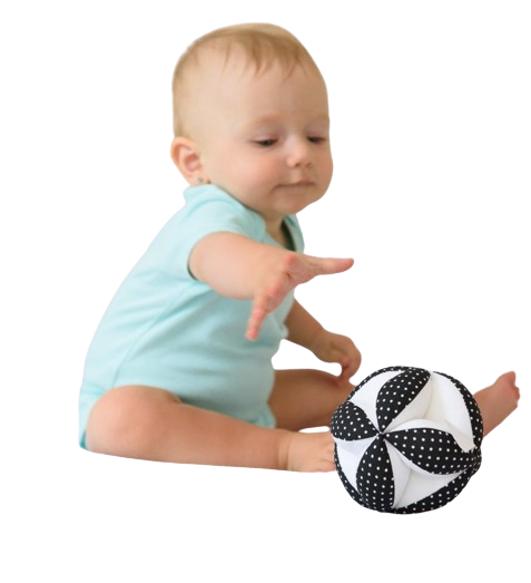 MyMoo Montessori greppboll - Prickar/svart/vit