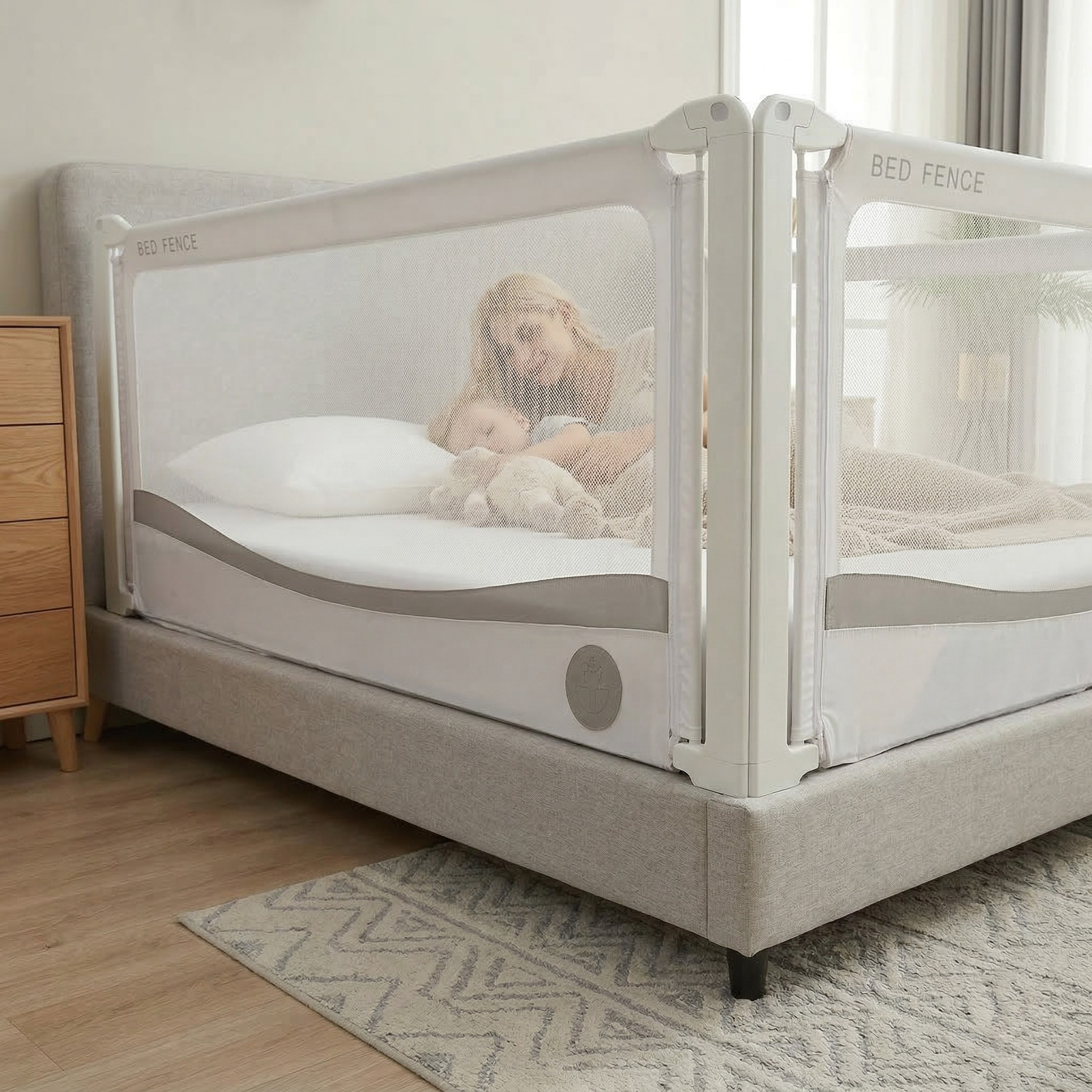 Monkey Mum® Premium Bed Rail - Light Gray - Clearance