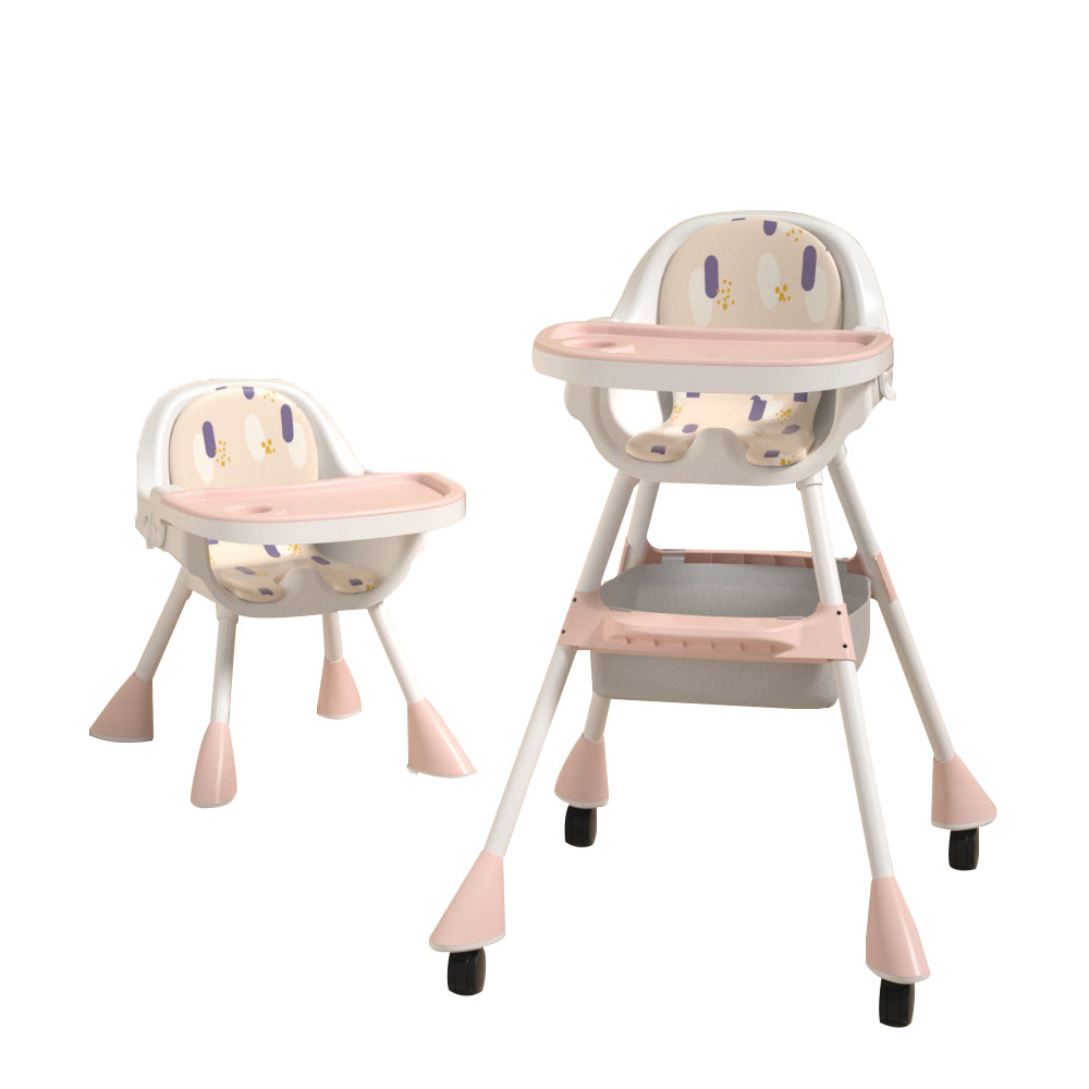 Simple 2-in-1 Children's High Chair - Cherry Blossom Pink - Unboxed