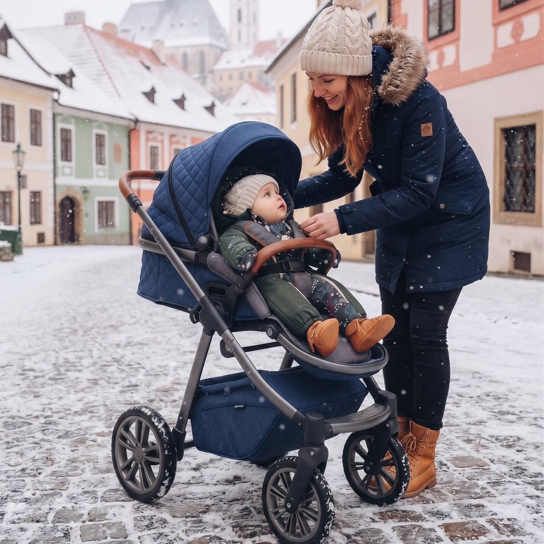 Monkey Mum® Barns vinter-softshelloverall med teddyfoder - Khakifärgad lilla jägaren med björn - stl.62/68, 74/80