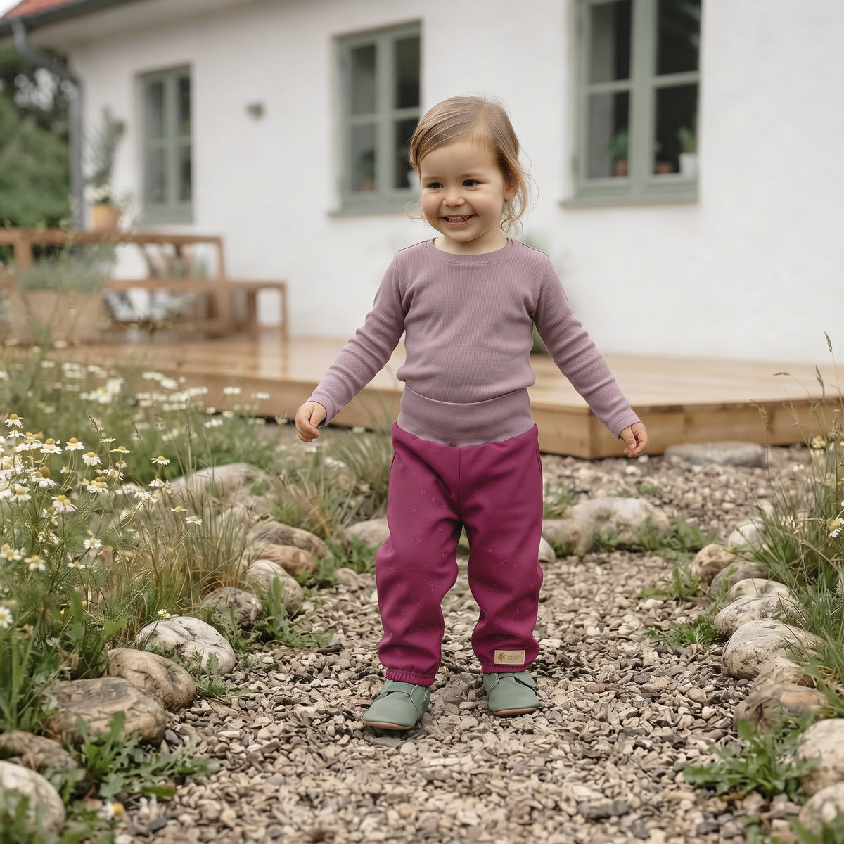 Dječje rasteće softshell hlače s membranom Monkey Mum® - Sočna malina