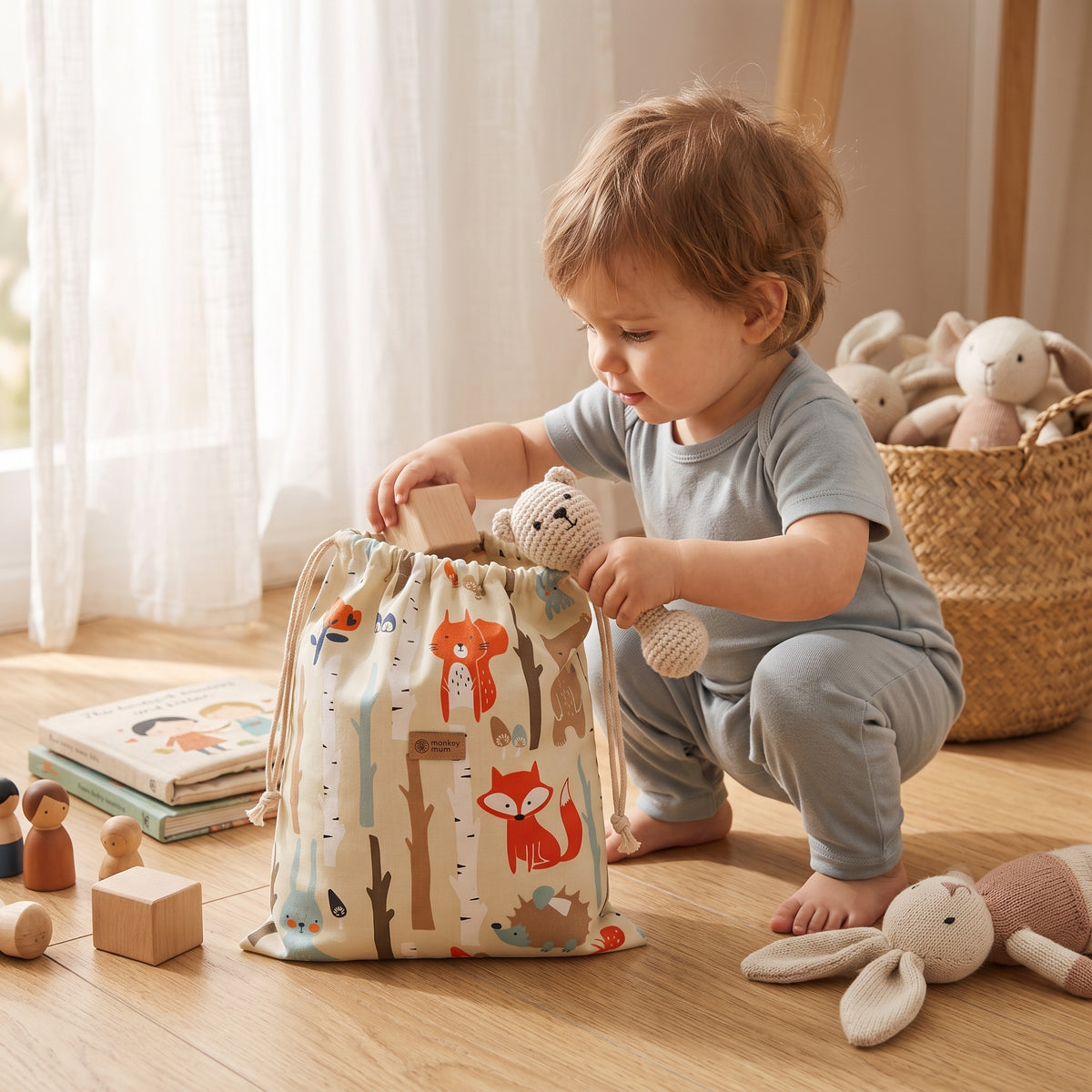 Platnena vreća Monkey Mum® - Životinjice u šumi