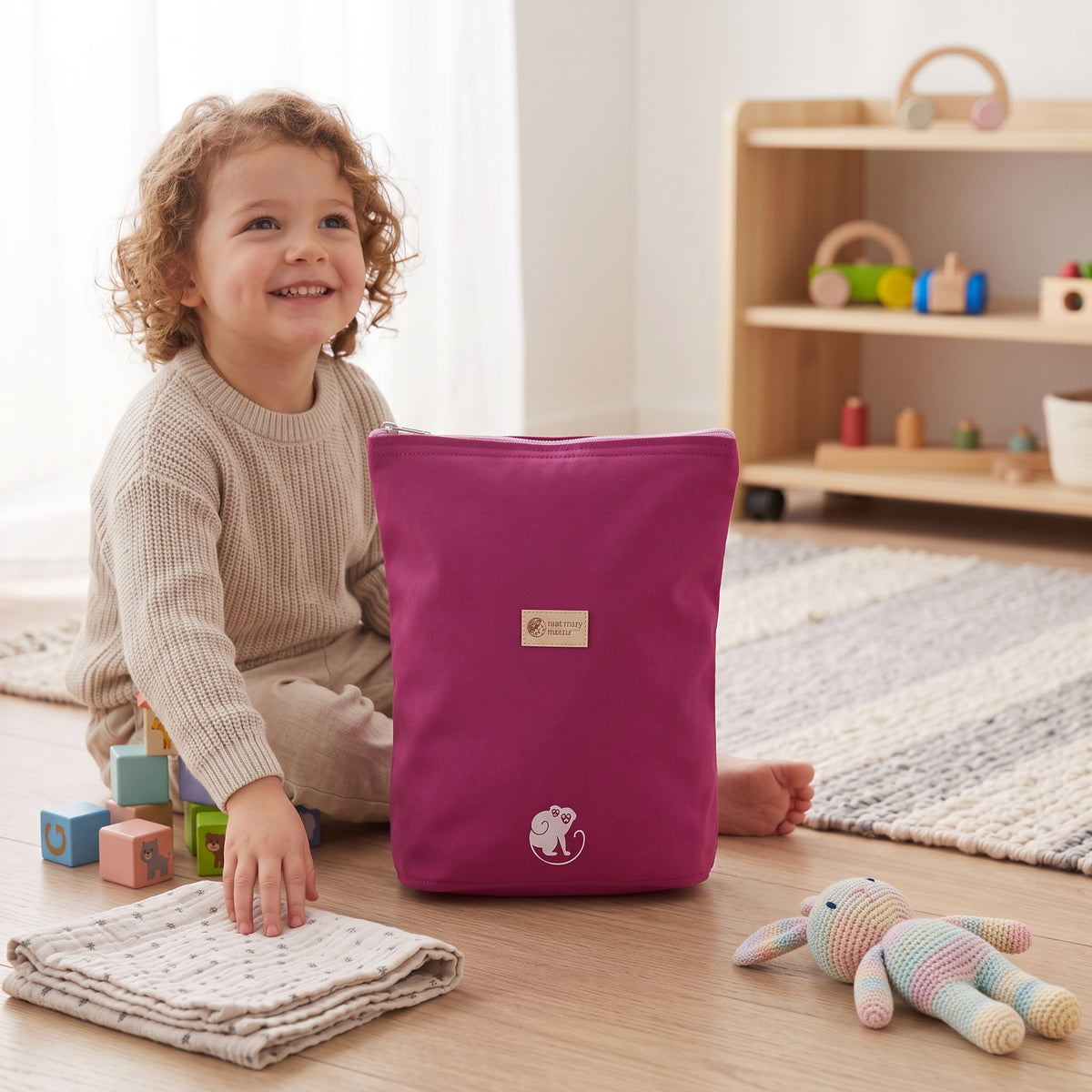 Dječji softshell ruksak Monkey Mum® - Sočna malina